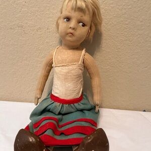 Lenci authentic 1930s Dutch Girl doll with wood shoes from Italy